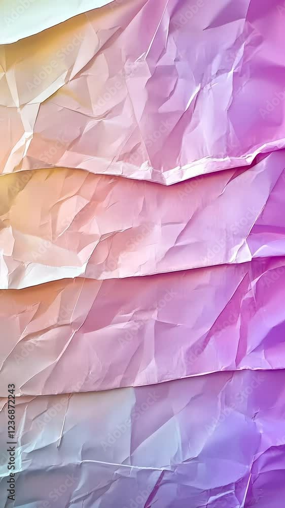 Poster soft pastel geometric purple shapes interweaving, generating dynamic abstract design with layered de