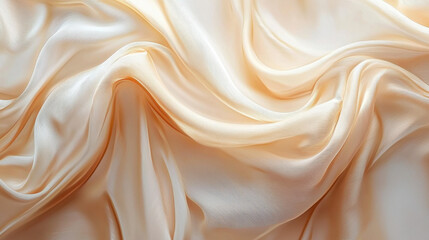 Obraz premium Luxurious flowing silk fabric in soft white with delicate folds and curves.