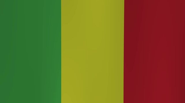 mali flag, A waving animation of the Mali flag, showcasing its vibrant colors as it flutters in the wind. This high-quality footage offers a close-up view of the flag with a realistic fabric texture.