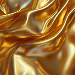 Obraz premium Glossy golden fabric with elegant curves and a reflective satin finish.