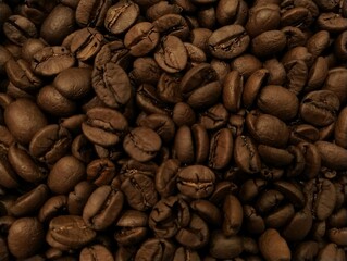 Coffee beans background, roasted coffee beans closeup background