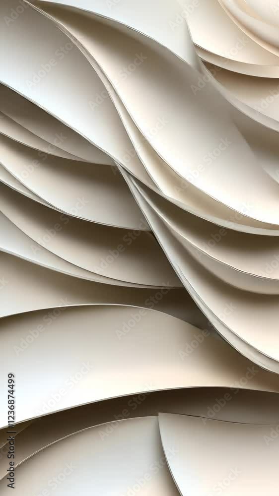 Poster smooth white geometric waves flowing and creating an elegant, abstract pattern, ideal for background