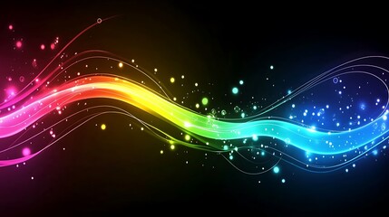 Fototapeta premium Rainbow Wave Abstract Background Design With Glowing Lights