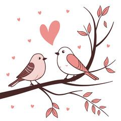 two birds on valentines day card image on a white background 