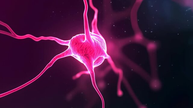 Glowing Neon Neural Network in Abstract Cosmic Scene with Pink Lights and Futuristic Design for Science and Technology Themes