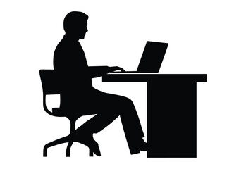 Minimalist Pictogram of Person Working at Desk