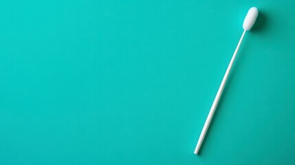 White Cotton Swab on Turquoise Background for Hygienic Use