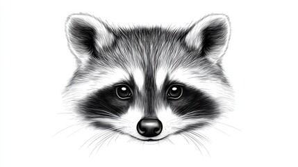 Obraz premium Detailed Black and White Illustration of a Raccoon Face