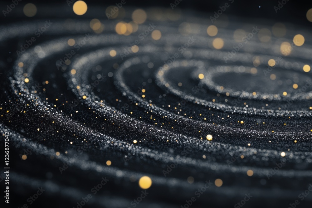 Poster Swirling patterns of light create a mesmerizing effect on a dark surface