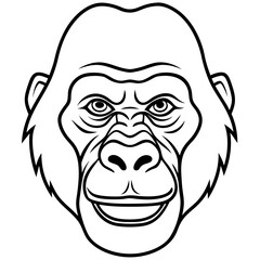 Sleek Gorilla Head Line Drawing Vector