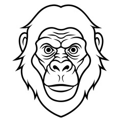 Sleek Gorilla Head Line Drawing Vector