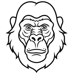 Sleek Gorilla Head Line Drawing Vector