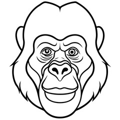 Sleek Gorilla Head Line Drawing Vector