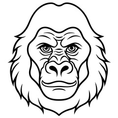 Sleek Gorilla Head Line Drawing Vector