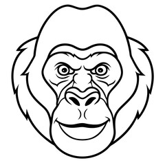Sleek Gorilla Head Line Drawing Vector