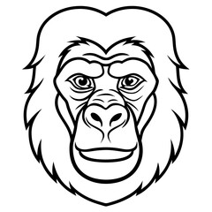 Sleek Gorilla Head Line Drawing Vector