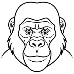 Sleek Gorilla Head Line Drawing Vector