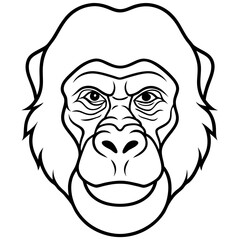 Obraz premium Sleek Gorilla Head Line Drawing Vector