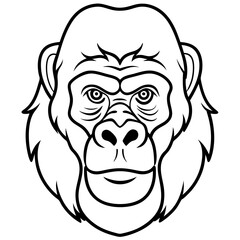 Sleek Gorilla Head Line Drawing Vector
