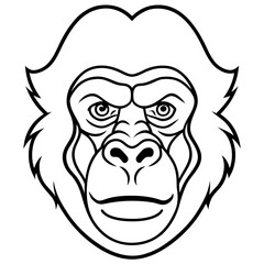 Sleek Gorilla Head Line Drawing Vector