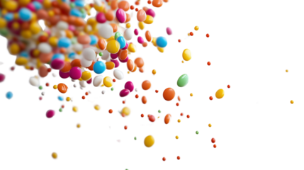 a colorful candies falling isolated on a transparent background 