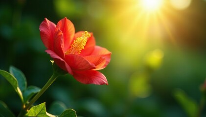 Obraz premium Sunlight filtering through Bercasa de Mar Limosa haemastica leaves, filter, light, flower