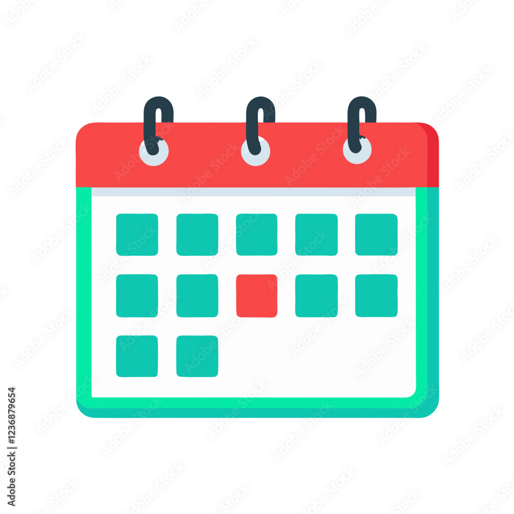 Poster a vibrant calendar displays a grid layout, designed for easy navigation. it highlights a single red 