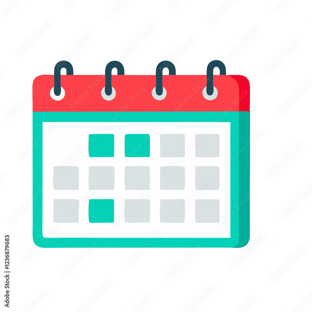 Poster a vibrant calendar design features distinct squares indicating specific days marked for events or re