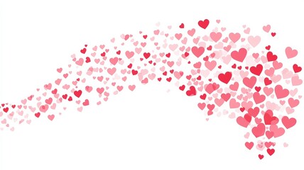 red and pink hearts connected by delicate lines on a white background, perfect for Valentine's Day card template with romantic feel 