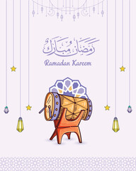 Mosque – Ramadan Mubarak – Arabic Calligraphy – Ramadan Typography Social media post for Ramadan – Instagram Ramadan post