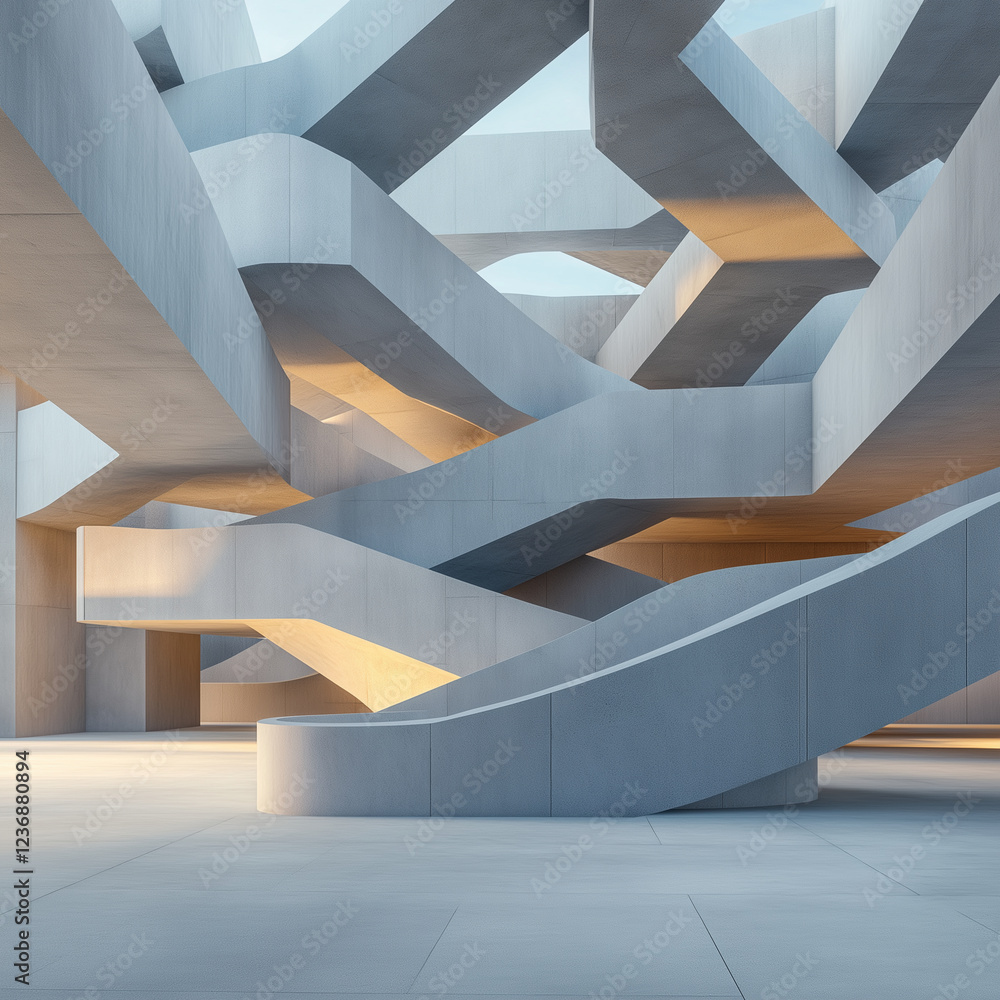 Aufkleber abstract architectural design with intersecting concrete