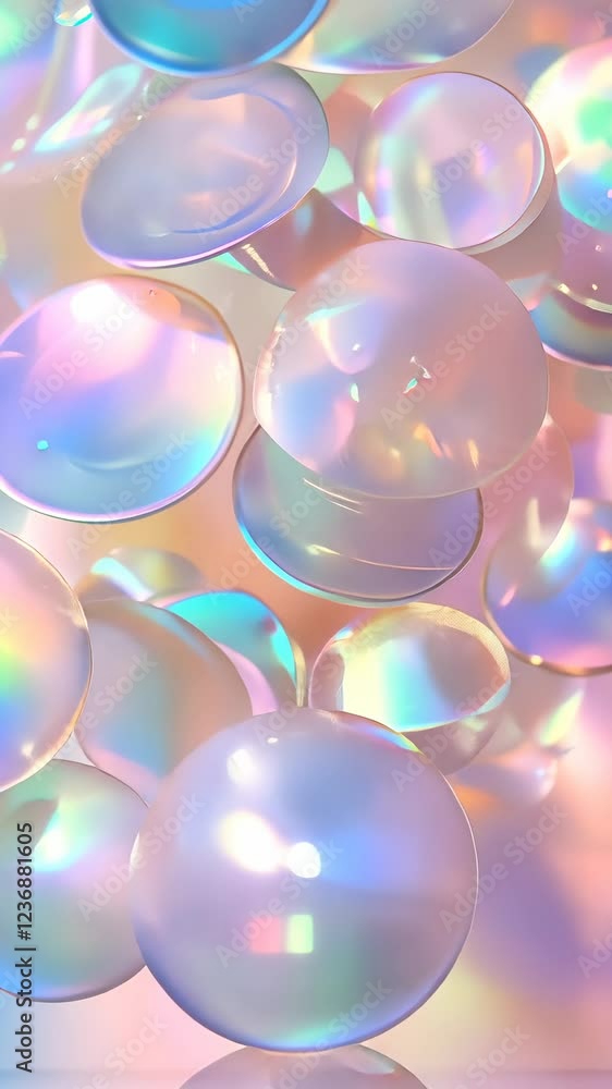 Poster pastel bubbles background abstract shiny with iridescent gleam floating softly, ethereal backdrop ho