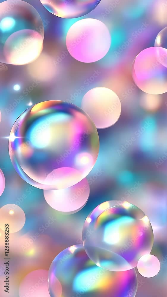 Aufkleber pastel bubbles background abstract shiny with iridescent gleam floating softly, ethereal backdrop ho
