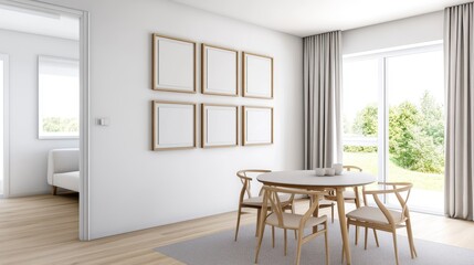 Modern Minimalist Dining Area with Natural Light and Neutral Colors