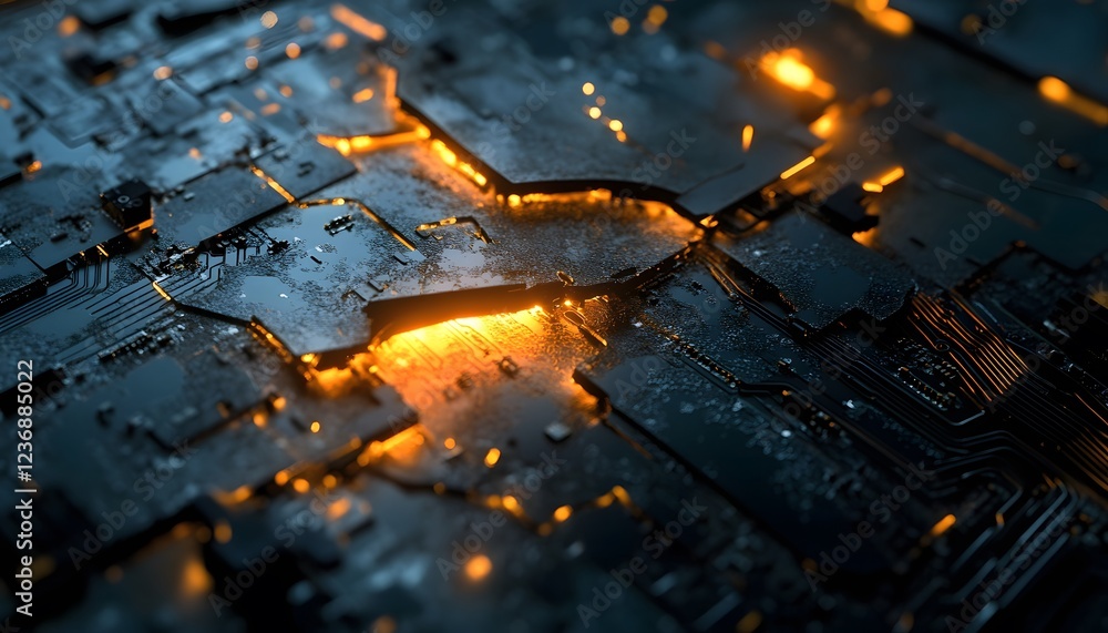 Poster illuminated circuit board abstract technology design