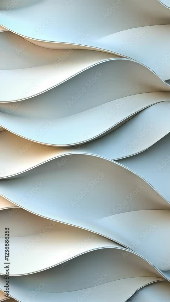 Poster smooth white geometric waves flowing and creating an elegant, abstract pattern, ideal for background