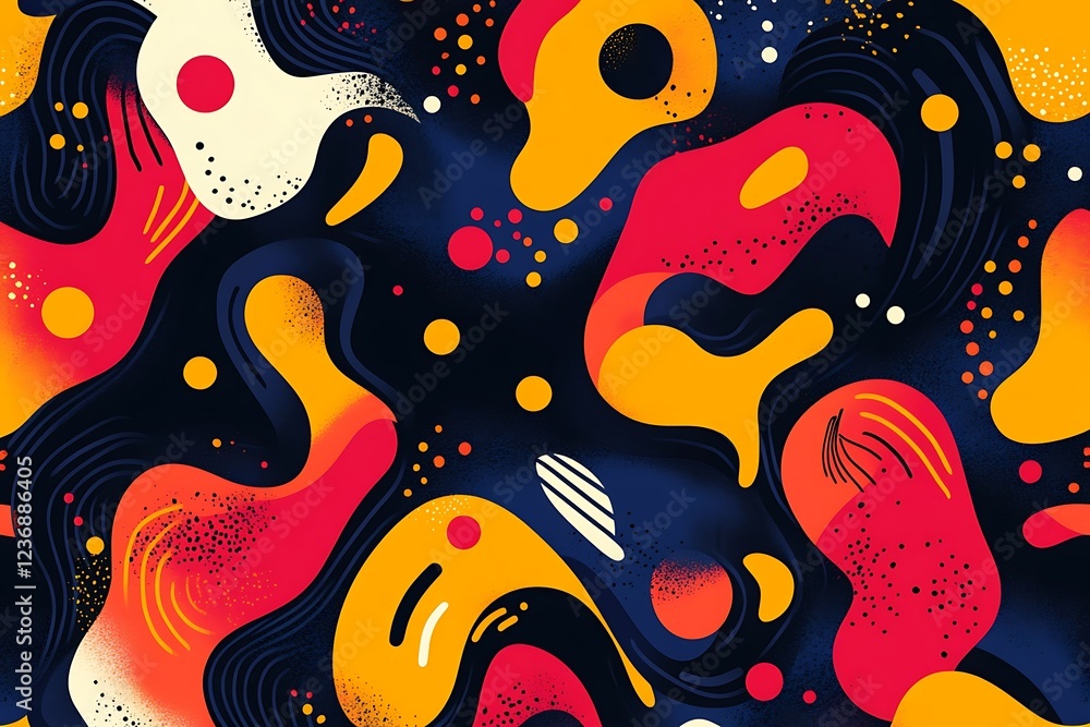 Poster abstract colorful shapes and flowing lines pattern background.