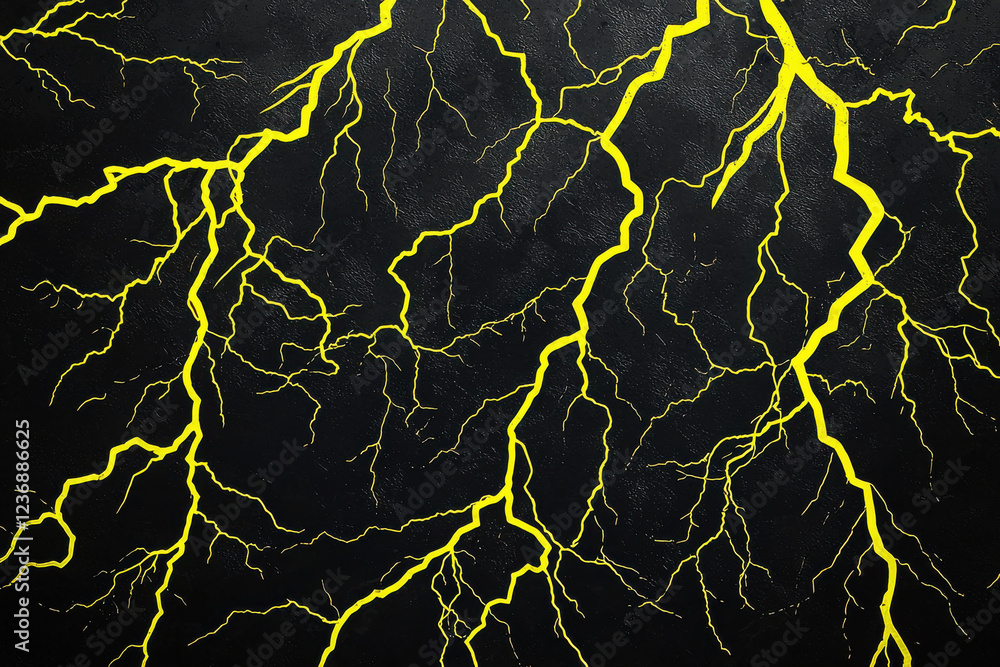 Poster bold yellow lightning bolt pattern on dark background creates striking visual energy for dynamic des