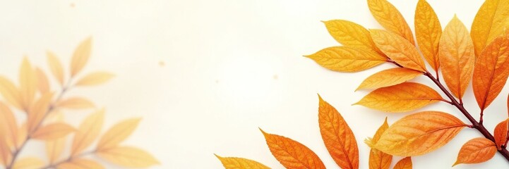 Yellow and orange marbled leaves of tropical almond tree on white, foliage, floral, flowers