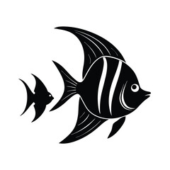 Angelfish Silhouette Vector Art and Black Angelfish Design Illustration
