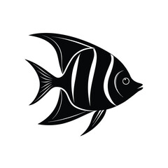 Angelfish Silhouette Vector Art and Black Angelfish Design Illustration