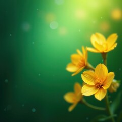 Fototapeta premium Soft focus on golden petals against emerald green abstract background, abstract flowers, , bokeh effect