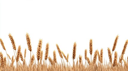 Golden Wheat Field Against White Background for Agricultural Themes
