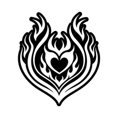 Burning heart icon in glyph style