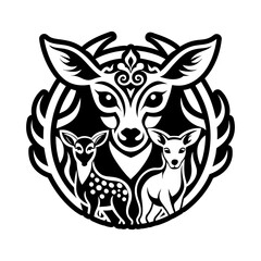 A solid style icon of doe fawn symbol