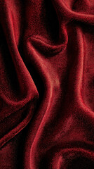 Fototapeta premium Dramatic red velvet fabric with elegant drapery and plush texture