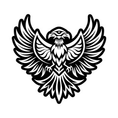 A glyph style icon of eagle soaring symbol