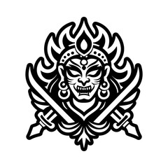 Goddess sword tattoo icon in glyph style
