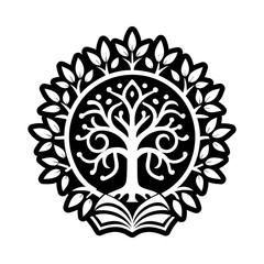 Knowledge tree glyph style tattoo icon