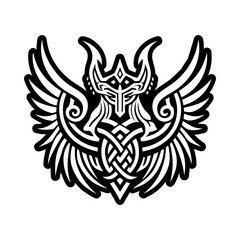 Norse valkyrie tattoo icon in glyph style